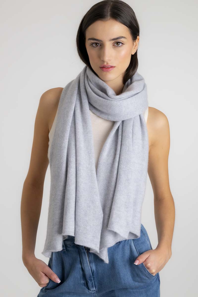 Cashmere Travel Wrap Light Grey Ekotree Cashmere Knitwear