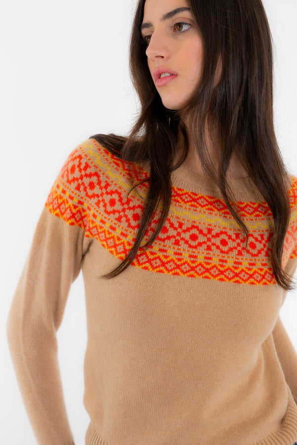 Fair-Isle-Kaschmirpullover Sand