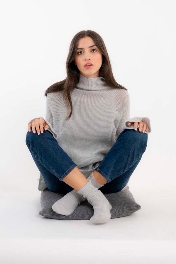 Ribbed Cashmere Sweater Light Grey