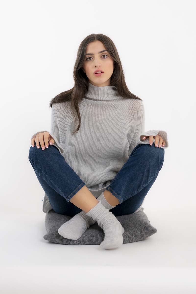 Ribbed Cashmere Sweater Light Grey