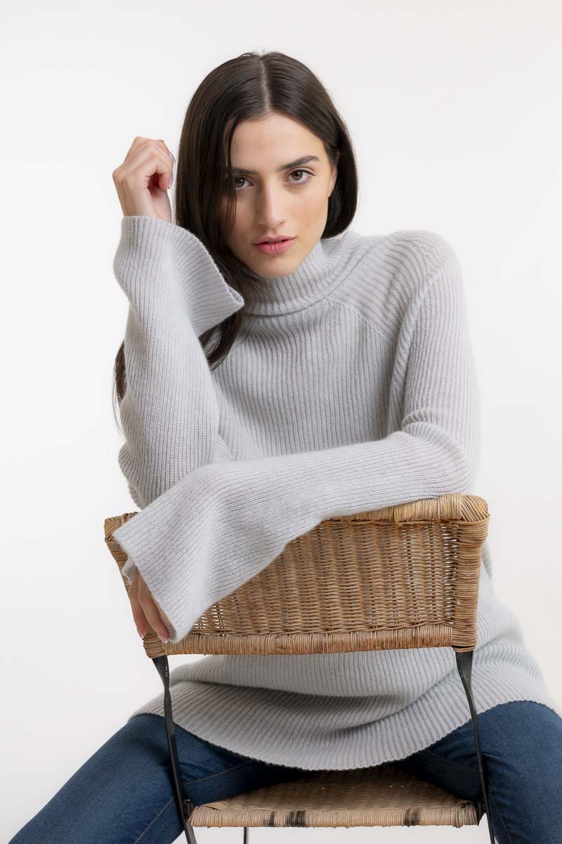 Ribbed Cashmere Sweater Light Grey